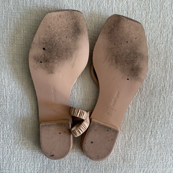 Cult Gaia Natural Nude Leather Sandal Strappy Simple Size 36.5